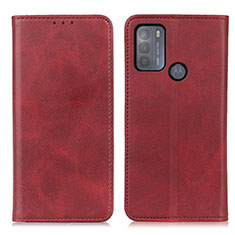 Leather Case Stands Flip Cover Holder A02D for Motorola Moto G50 Red