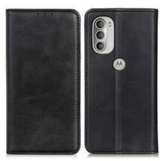 Leather Case Stands Flip Cover Holder A02D for Motorola Moto G51 5G Black