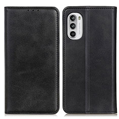 Leather Case Stands Flip Cover Holder A02D for Motorola MOTO G52 Black