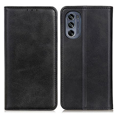 Leather Case Stands Flip Cover Holder A02D for Motorola Moto G62 5G Black