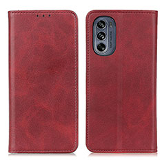 Leather Case Stands Flip Cover Holder A02D for Motorola Moto G62 5G Red