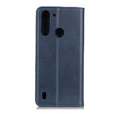 Leather Case Stands Flip Cover Holder A02D for Motorola Moto One Fusion Blue