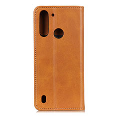 Leather Case Stands Flip Cover Holder A02D for Motorola Moto One Fusion Light Brown