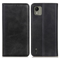 Leather Case Stands Flip Cover Holder A02D for Nokia C110 Black
