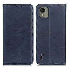 Leather Case Stands Flip Cover Holder A02D for Nokia C110 Blue