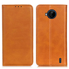 Leather Case Stands Flip Cover Holder A02D for Nokia C20 Plus Light Brown