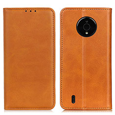 Leather Case Stands Flip Cover Holder A02D for Nokia C200 Light Brown