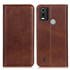 Leather Case Stands Flip Cover Holder A02D for Nokia C21 Plus Brown