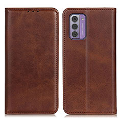 Leather Case Stands Flip Cover Holder A02D for Nokia G42 5G Brown