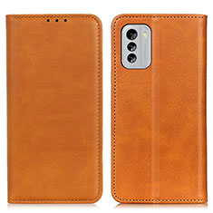Leather Case Stands Flip Cover Holder A02D for Nokia G60 5G Light Brown