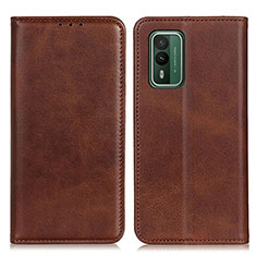 Leather Case Stands Flip Cover Holder A02D for Nokia XR21 Brown