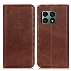 Leather Case Stands Flip Cover Holder A02D for OnePlus 10 Pro 5G Brown