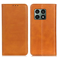 Leather Case Stands Flip Cover Holder A02D for OnePlus 10 Pro 5G Light Brown