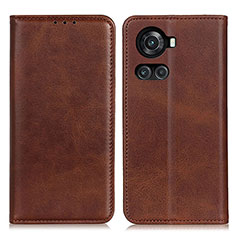 Leather Case Stands Flip Cover Holder A02D for OnePlus 10R 5G Brown