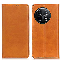 Leather Case Stands Flip Cover Holder A02D for OnePlus 11 5G Light Brown