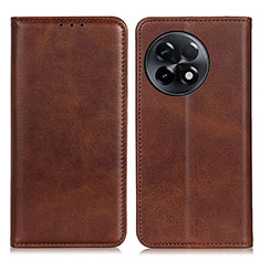 Leather Case Stands Flip Cover Holder A02D for OnePlus 11R 5G Brown