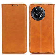 Leather Case Stands Flip Cover Holder A02D for OnePlus Ace 2 5G Light Brown