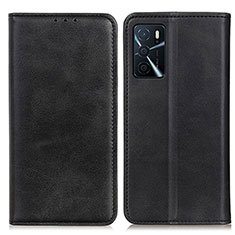 Leather Case Stands Flip Cover Holder A02D for Oppo A16 Black