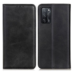 Leather Case Stands Flip Cover Holder A02D for Oppo A53s 5G Black
