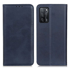 Leather Case Stands Flip Cover Holder A02D for Oppo A53s 5G Blue