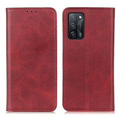 Leather Case Stands Flip Cover Holder A02D for Oppo A53s 5G Red