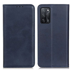 Leather Case Stands Flip Cover Holder A02D for Oppo A56 5G Blue
