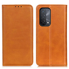 Leather Case Stands Flip Cover Holder A02D for Oppo A74 5G Light Brown