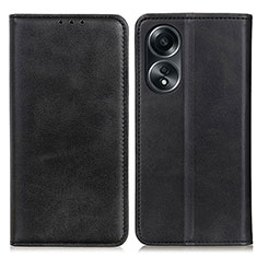 Leather Case Stands Flip Cover Holder A02D for Oppo A78 5G Black