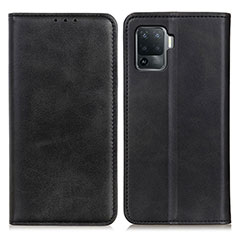Leather Case Stands Flip Cover Holder A02D for Oppo A94 4G Black