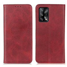Leather Case Stands Flip Cover Holder A02D for Oppo A95 4G Red