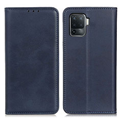 Leather Case Stands Flip Cover Holder A02D for Oppo F19 Pro Blue