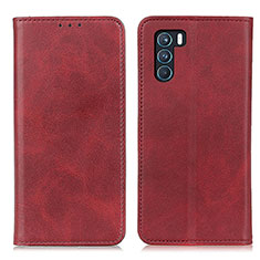 Leather Case Stands Flip Cover Holder A02D for Oppo K9 Pro 5G Red