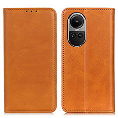 Leather Case Stands Flip Cover Holder A02D for Oppo Reno10 5G Light Brown