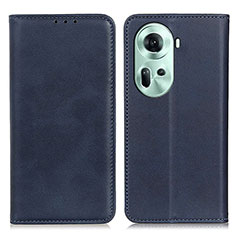 Leather Case Stands Flip Cover Holder A02D for Oppo Reno11 5G Blue