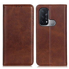 Leather Case Stands Flip Cover Holder A02D for Oppo Reno5 A Brown