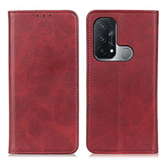 Leather Case Stands Flip Cover Holder A02D for Oppo Reno5 A Red