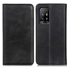 Leather Case Stands Flip Cover Holder A02D for Oppo Reno5 Z 5G Black