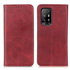 Leather Case Stands Flip Cover Holder A02D for Oppo Reno5 Z 5G Red