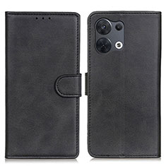Leather Case Stands Flip Cover Holder A02D for Oppo Reno8 5G Black