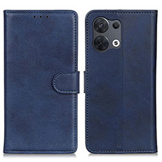 Leather Case Stands Flip Cover Holder A02D for Oppo Reno8 5G Blue