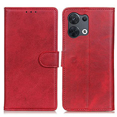 Leather Case Stands Flip Cover Holder A02D for Oppo Reno8 5G Red