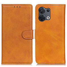 Leather Case Stands Flip Cover Holder A02D for Oppo Reno9 5G Brown