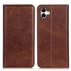Leather Case Stands Flip Cover Holder A02D for Samsung Galaxy A04 4G Brown