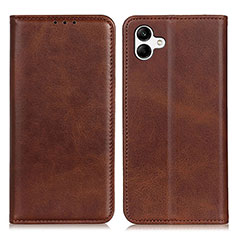 Leather Case Stands Flip Cover Holder A02D for Samsung Galaxy A04E Brown