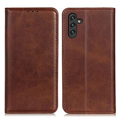 Leather Case Stands Flip Cover Holder A02D for Samsung Galaxy A04s Brown