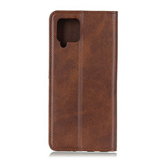 Leather Case Stands Flip Cover Holder A02D for Samsung Galaxy A42 5G Brown