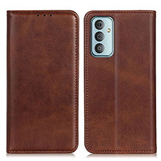 Leather Case Stands Flip Cover Holder A02D for Samsung Galaxy F23 5G Brown