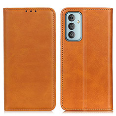 Leather Case Stands Flip Cover Holder A02D for Samsung Galaxy F23 5G Light Brown