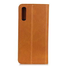 Leather Case Stands Flip Cover Holder A02D for Samsung Galaxy M02 Light Brown