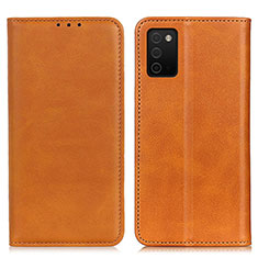 Leather Case Stands Flip Cover Holder A02D for Samsung Galaxy M02s Light Brown